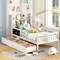 Costway Twin/Full Size Bed Frame with 2 Drawers Bookcase & Blackboard Full-length Guardrails